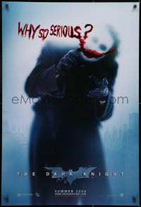 2g202 DARK KNIGHT teaser DS 1sh 2008 cool image of Heath Ledger as the Joker, why so serious?