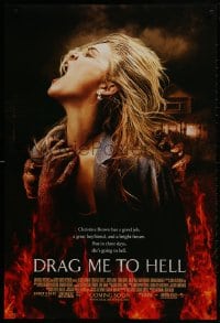 2g257 DRAG ME TO HELL advance DS 1sh 2009 Sam Raimi horror, Lohman being dragged down into flames!