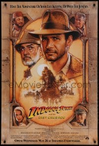 2g455 INDIANA JONES & THE LAST CRUSADE advance 1sh 1989 Ford/Connery over a brown background by Drew