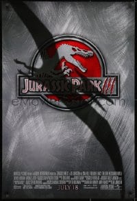 2g493 JURASSIC PARK 3 advance DS 1sh 2001 cool red logo with Spinosaurus under Pterodactyl shadow!