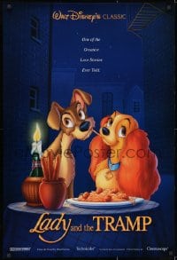 2g522 LADY & THE TRAMP int'l DS 1sh R1997 Walt Disney romantic canine dog classic, spaghetti scene!