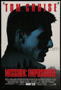 2g597 MISSION IMPOSSIBLE advance 1sh 1996 cool silhouette of Tom Cruise, Brian De Palma directed!