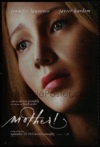 2g615 MOTHER! teaser DS 1sh 2017 Bardem, wild image of Jennifer Lawrence in title role cracking!