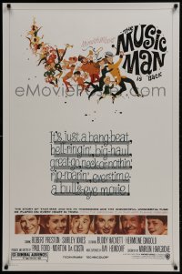 2g626 MUSIC MAN 1sh R1970s Robert Preston, Shirley Jones, art of parade, classic musical!