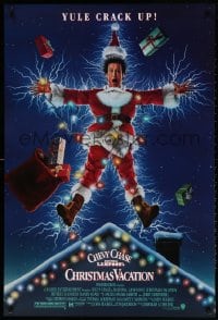 2g633 NATIONAL LAMPOON'S CHRISTMAS VACATION DS 1sh 1989 Consani art of Chevy Chase, yule crack up!