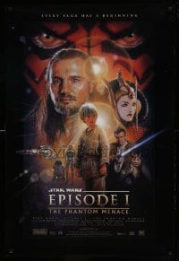 2g018 PHANTOM MENACE style B fan club 1sh 1999 George Lucas, Star Wars Episode I, Drew Struzan art!