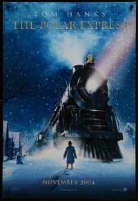 2g696 POLAR EXPRESS teaser DS 1sh 2004 Tom Hanks, Robert Zemeckis, art of train by D. Chiang
