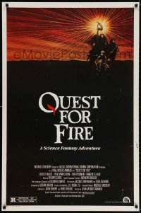 2g722 QUEST FOR FIRE 1sh 1982 Jean-Jacques Annaud, great artwork of prehistoric cavemen!