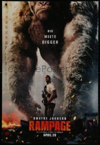 2g733 RAMPAGE teaser DS 1sh 2018 Dwayne Johnson with ape, big meets bigger, based on the video game!
