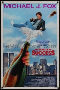 2g779 SECRET OF MY SUCCESS 1sh 1987 wacky image of Michael J. Fox & huge bottle of champagne!