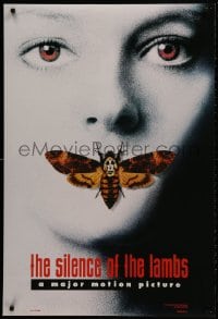 2g800 SILENCE OF THE LAMBS style A teaser DS 1sh 1991 image of Jodie Foster with moth over mouth!