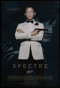2g825 SPECTRE int'l advance DS 1sh 2015 cool image of Daniel Craig as James Bond 007 with gun!