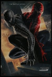 2g831 SPIDER-MAN 3 teaser 1sh 2007 Raimi, the battle within, Maguire, black/red suits, textured!