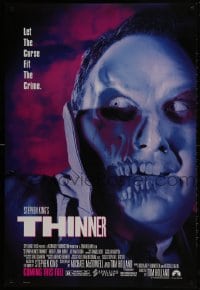 2g897 THINNER advance DS 1sh 1996 Stephen King horror, creepy image of Burke's decaying face!