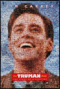 2g930 TRUMAN SHOW teaser DS 1sh 1998 really cool mosaic art of Jim Carrey, Peter Weir