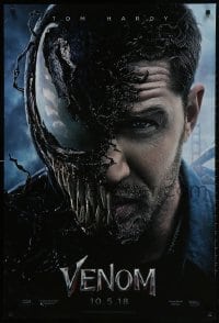 2g949 VENOM teaser DS 1sh 2018 Marvel, great image of Tom Hardy in the title role transforming!