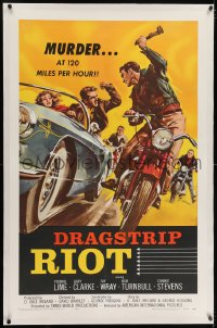 2h100 DRAGSTRIP RIOT linen 1sh 1958 murder at 120 miles per hour, youth gone wild, classic biker art!