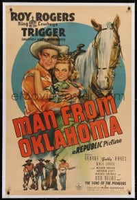 2h189 MAN FROM OKLAHOMA linen 1sh 1945 Roy Rogers, Trigger, Dale Evans, Gabby, Sons of the Pioneers!