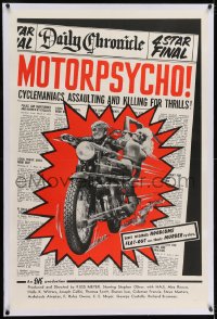 2h202 MOTORPSYCHO linen 1sh 1965 Russ Meyer motorcycle classic, assaulting & killing for thrills!