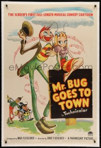 2h203 MR. BUG GOES TO TOWN linen 1sh 1941 Dave Fleischer full-length musical comedy cartoon!