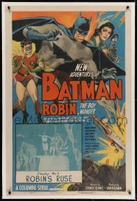 2h209 NEW ADVENTURES OF BATMAN & ROBIN linen chapter 11 1sh 1949 art of both stars + both in inset!