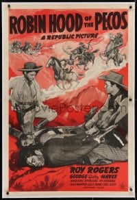 2h248 ROBIN HOOD OF THE PECOS linen 1sh 1941 Roy Rogers, Gabby Hayes, Sally Payne as Belle Starr!