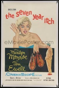 2h258 SEVEN YEAR ITCH linen 1sh 1955 Billy Wilder, great art of sexy Marilyn Monroe & Tom Ewell!