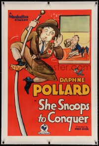 2h261 SHE SNOOPS TO CONQUER linen 1sh 1931 art of Police Woman Daphne Pollard eavesdropping, rare!