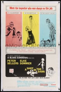 2h263 SHOT IN THE DARK linen 1sh 1964 Blake Edwards, Peter Sellers, sexy Elke Sommer, Pink Panther!