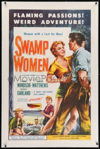 2h281 SWAMP WOMEN linen 1sh 1956 love-starved Louisiana bayou women lust for men, weird adventure!