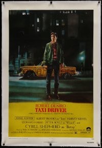 2h287 TAXI DRIVER linen 1sh 1976 classic Peellaert art of Robert De Niro, directed by Martin Scorsese!