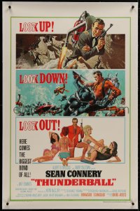 2h300 THUNDERBALL linen 1sh 1965 art of Connery as Bond by McGinnis & McCarthy, uncropped tank style!