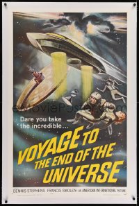 2h315 VOYAGE TO THE END OF THE UNIVERSE linen 1sh 1964 AIP, Ikarie XB 1, outer space sci-fi art!