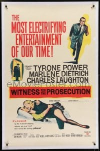 2h326 WITNESS FOR THE PROSECUTION linen 1sh 1958 Billy Wilder, Tyrone Power, Marlene Dietrich!