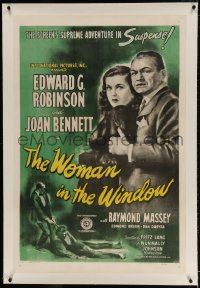 2h327 WOMAN IN THE WINDOW linen 1sh 1944 Fritz Lang, art of Edward G. Robinson & sexy Joan Bennett!