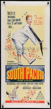 2j343 SOUTH PACIFIC linen Aust daybill 1959 art of Mitzi Gaynor, Rodgers & Hammerstein musical!