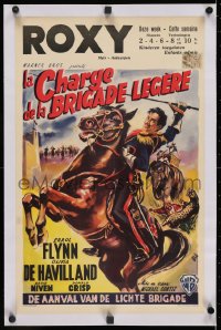 2j257 CHARGE OF THE LIGHT BRIGADE linen Belgian R1950s different Wik art of Errol Flynn, Curtiz