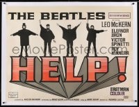 2j295 HELP linen British quad 1965 Beatles over title, John, Paul, George & Ringo, Richard Lester
