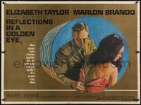 2j298 REFLECTIONS IN A GOLDEN EYE linen British quad 1968 Marlon Brando unzips Elizabeth Taylor!
