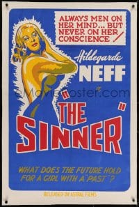 2j226 SINNER linen Canadian 1sh 1954 she always has men on her mind but not on her conscience!