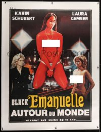 2j021 EMANUELLE AROUND THE WORLD linen French 1p 1982 sexy art of near-naked Gemser & Schubert!