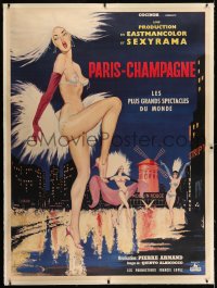 2j031 PARIS-CHAMPAGNE linen French 1p 1962 Sinclare art of sexy near-naked Moulin Rouge showgirls!