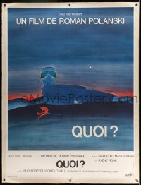 2j033 WHAT linen French 1p 1972 Roman Polanski, great different art by Jean-Michel Folon!