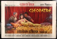 2j019 CLEOPATRA linen French 2p 1963 Terpning art of Elizabeth Taylor, Richard Burton & Rex Harrison!