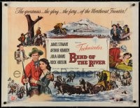 2j078 BEND OF THE RIVER linen 1/2sh 1952 James Stewart, Julie Adams, Anthony Mann directed, rare!