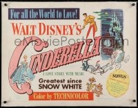2j083 CINDERELLA linen style B 1/2sh 1950 Walt Disney classic romantic musical fantasy cartoon!