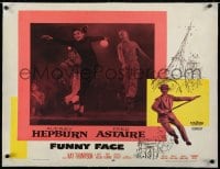 2j089 FUNNY FACE linen 1/2sh 1957 sexy Audrey Hepburn dancing on stage + Fred Astaire in border!