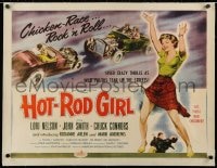 2j094 HOT ROD GIRL linen 1/2sh 1956 AIP, Lori Nelson, sexy dancing bad girl & chicken-race art!