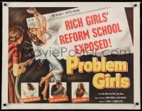 2j112 PROBLEM GIRLS linen 1/2sh 1953 classic art of tied up sexy bad rich girl hosed down, rare!