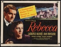 2j113 REBECCA linen style B 1/2sh R1946 Alfred Hitchcock, Laurence Olivier, Joan Fontaine, rare!